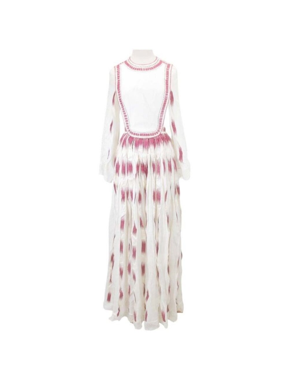 Dior Sample Long Dress Folklore Style Ivory Red 36